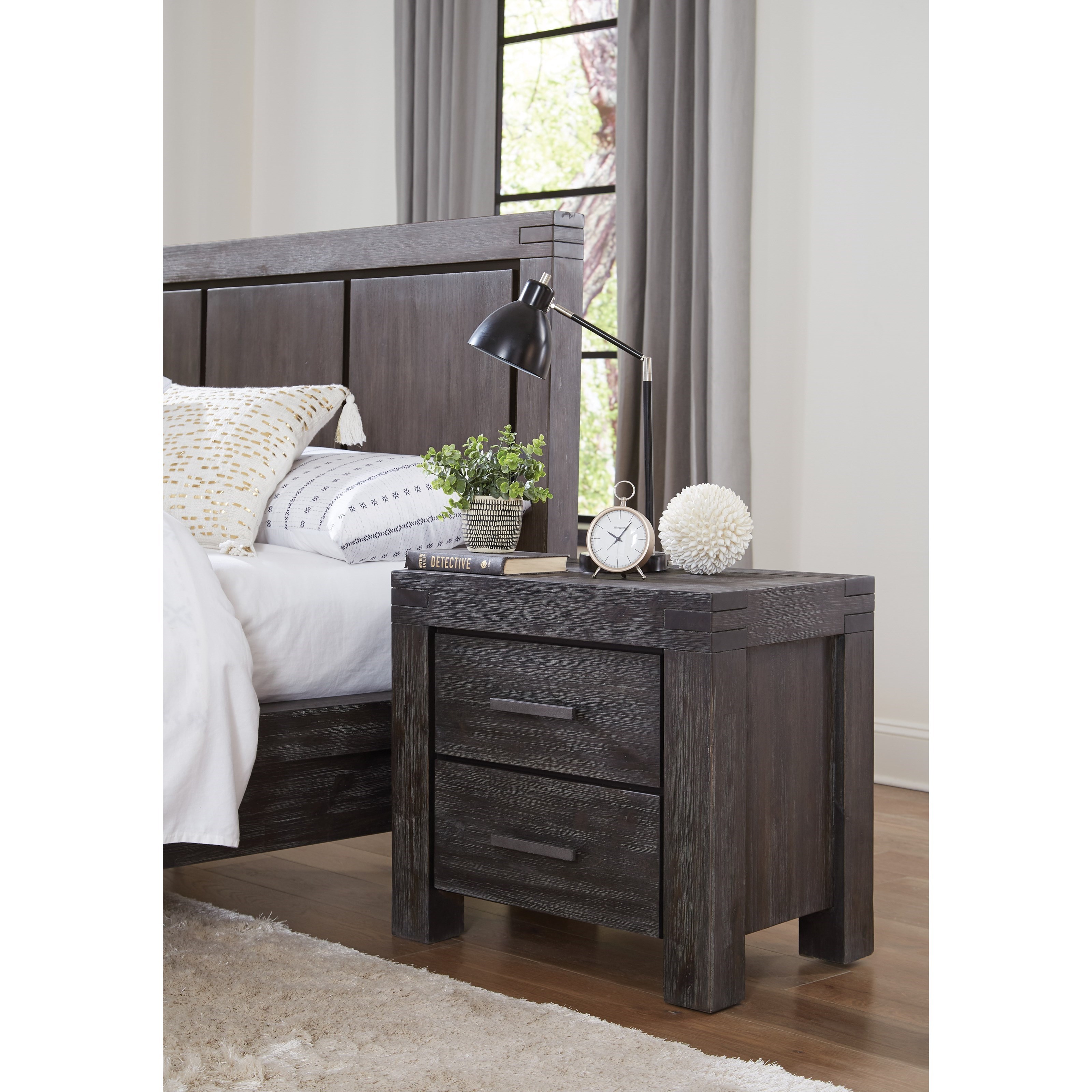 Modus International Meadow Nightstand with 2 Dovetail Drawers Reeds